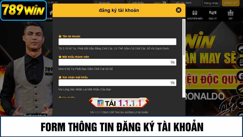 Form nhập thông tin tại 789Win